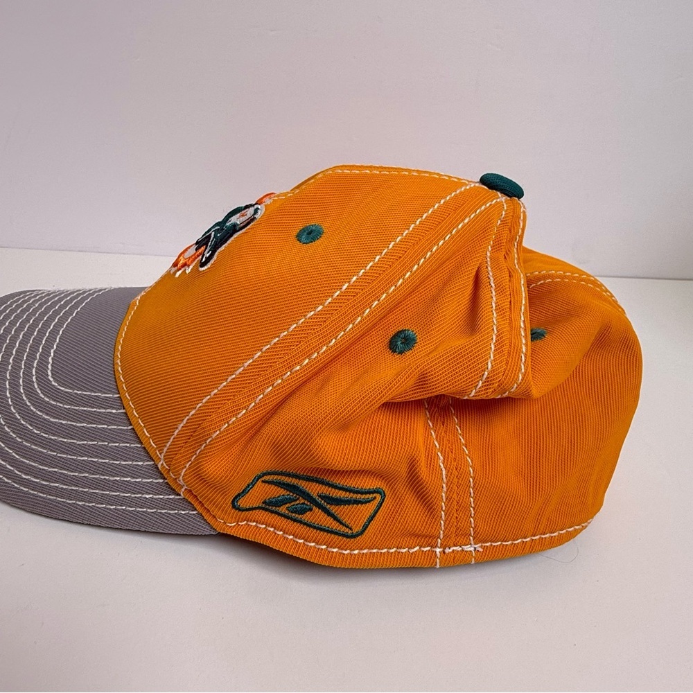 Vintage Miami Dolphins Reebok On Field Hat Cap Ball Cap M/L 1990s Orange Gray - Picture 4 of 7